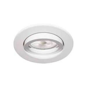 Spot encastrable orientable blanc mat avec douille GU10 et anneau intérieur orientable