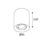 Plafonnier rond blanc mat orientable GU10 diamètre 95 mm hauteur 120 mm