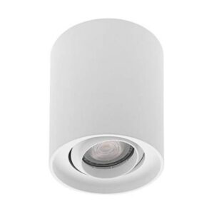 Plafonnier rond blanc mat orientable avec spot GU10 encastré en saillie