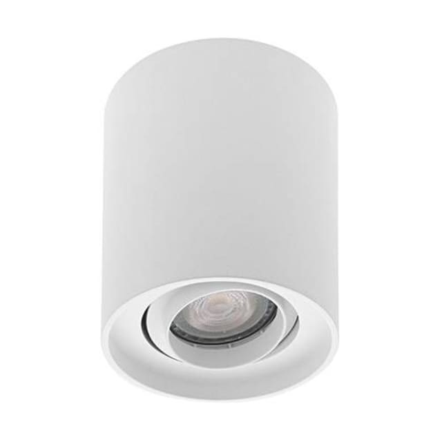 Plafonnier rond orientable GU10 blanc mat INDIGO Plafonnier rond blanc mat orientable avec spot GU10 encastré en saillie