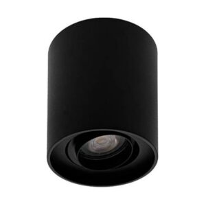 Plafonnier rond orientable noir mat avec spot GU10 encastré en saillie