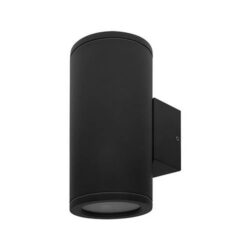 Applique murale cylindrique noir mat avec éclairage haut et bas