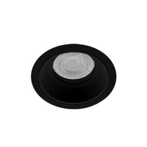 Spot encastrable fixe noir mat pour ampoule GU10 avec réflecteur central apparent