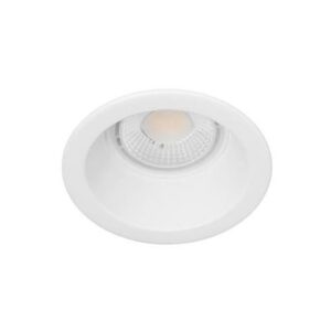 Spot encastrable fixe blanc mat IP65 dimmable avec diffuseur rond et finition discrète