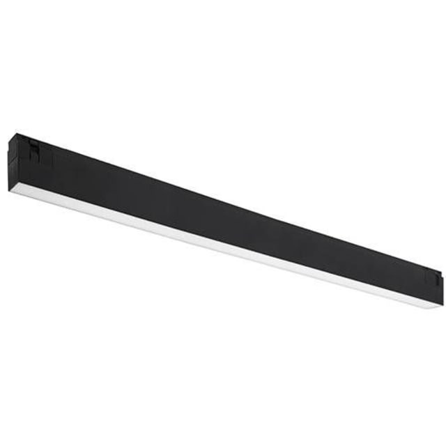 instock Luminaire linéaire rail 48V noir mat Luminaire linéaire noir mat sur rail 48V avec diffusion lumineuse blanche et design allongé 18W