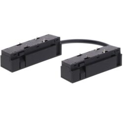 Connecteur électrique noir mat avec câble pour rail 48V, deux modules rectangulaires