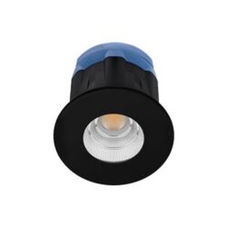 Downlight encastrable rond noir mat IP65 avec réflecteur argenté et source LED centrale