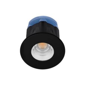 Downlight encastrable rond noir mat IP65 avec réflecteur argenté et source LED centrale