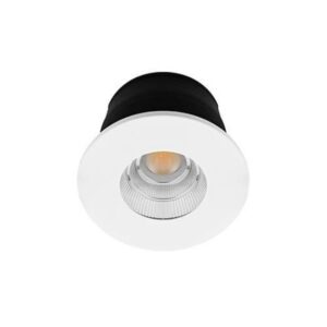 Downlight LED encastrable blanc mat rond IP65 avec réflecteur central et finition dimmable
