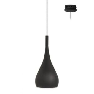 Suspension noire mate avec douille E27 et câble blanc