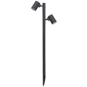 Borne de jardin anthracite avec deux spots LED orientables IP66