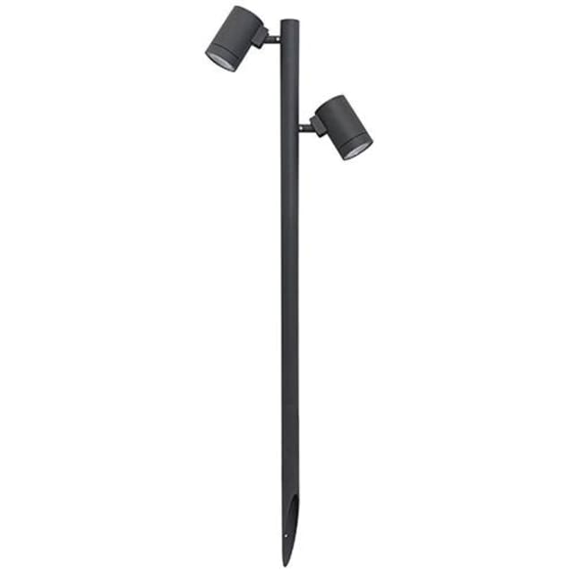 INDIGO GUNZY Borne spot LED extérieur Borne de jardin anthracite avec deux spots LED orientables IP66