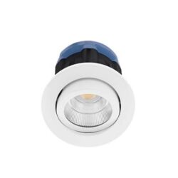 Downlight encastré rond blanc mat orientable IP65 avec optique centrale
