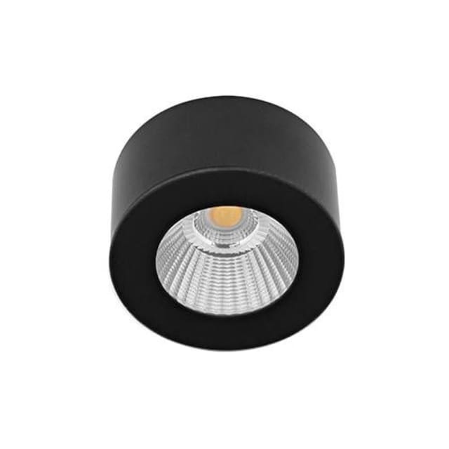 Spot LED rond noir mat 8W 3000K DO19505 Spot LED apparent rond noir mat 8W avec diffuseur central 3000K