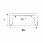 Profil apparent pour bandeau LED blanc mat dimensions 16 mm par 7 mm