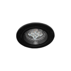 Downlight encastré rond noir fixe GU10 IP44 avec anneau métallique