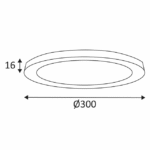 Plafonnier LED rond extra plat blanc mat diamètre 300 mm hauteur 16 mm