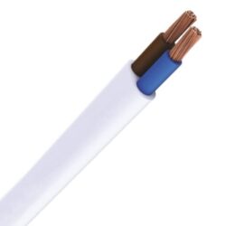 Câble plat souple PVC blanc 2x0,75 mm², configuration visible