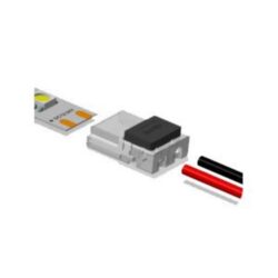 Connecteur clip mini pour ruban LED IP20 8 mm mono couleur avec fils rouge et noir
