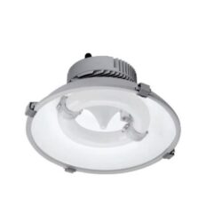 Luminaire industriel rond à induction 250 W 5000K avec réflecteur blanc