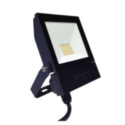 Projecteur LED 20W 3000K noir IP65, configuration visible