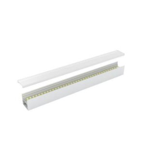 Profilé aluminium blanc avec diffuseur pour ruban LED, section rectangulaire avec fixation apparente