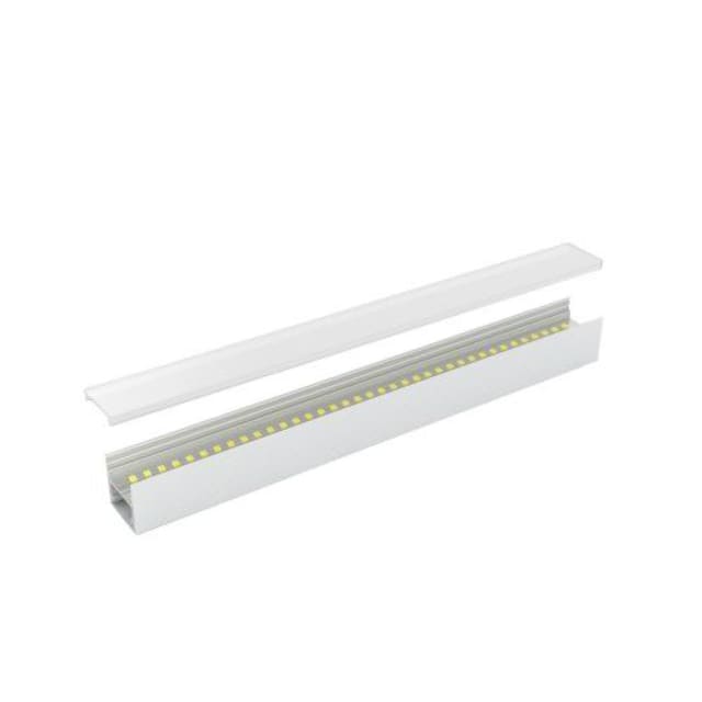 INTEGRATECH Profilé LED blanc 2 m Profilé aluminium blanc avec diffuseur pour ruban LED, section rectangulaire avec fixation apparente