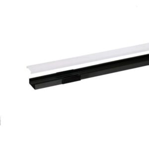 Profilé LED aluminium noir 2 m avec diffuseur opale et capot translucide