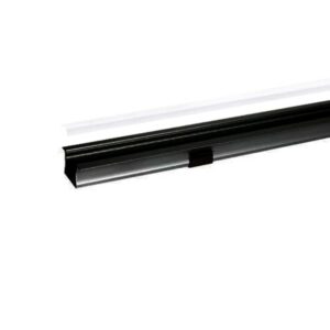 Profilé LED encastré noir aluminium anodisé avec diffuseur pour ruban LED