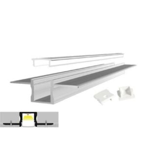 Profilé aluminium encastrable pour plâtre avec ailettes et diffuseur pour rubans LED