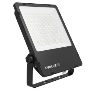 Projecteur LED noir à support orientable, diffuseur rectangulaire, 240W, 4000K, angle 120 degrés