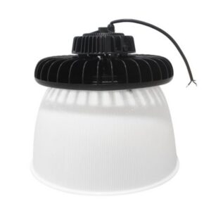 Réflecteur prismatique opaque pour cloche PHB 100W avec diffuseur blanc nervuré et câble de raccordement