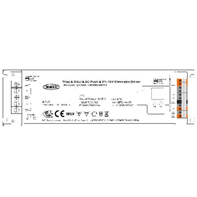 INTEGRATECH Alimentation LED 24V 200W dimmable DALI Alimentation LED 24V 200W dimmable DALI avec bornes de raccordement et étiquetage technique