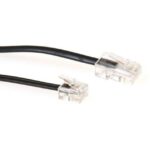 INTRONICS - ACT Black 3 meter flat telephone cable with RJ11 and RJ45 connectors - TD5308