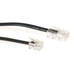INTRONICS - ACT Black 3 meter flat telephone cable with RJ11 and RJ45 connectors - TD5308