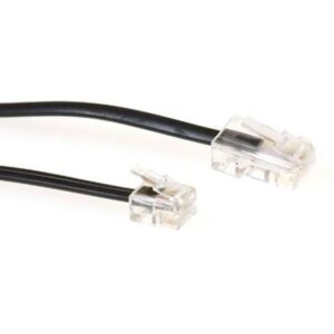 INTRONICS - ACT Black 3 meter flat telephone cable with RJ11 and RJ45 connectors - TD5308