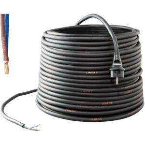 Cordon électrique noir 2x1 mm2 enroulé 5 m avec fiche et extrémités dénudées