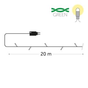 KERSTVERLICHTING - 4U Standard light 20m 300 LEDs blanc chaud 6W fil vert modulateur 24V IP44 - 4U-STA-20-24V-UW