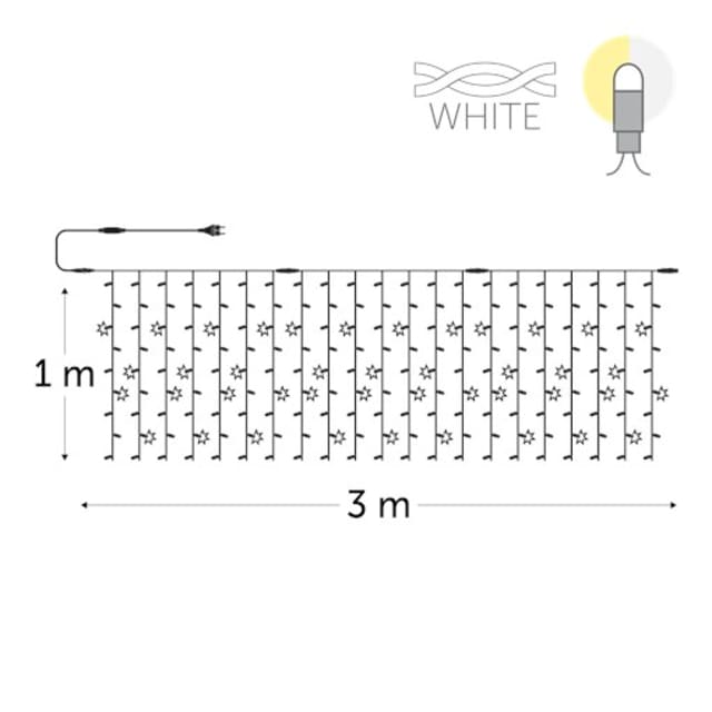 KERSTVERLICHTING Rideau lumineux LED extérieur blanc chaud Rideau lumineux LED extérieur blanc chaud 3 x 1 m avec chute de LED