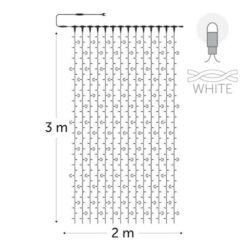 KERSTVERLICHTING - Curtainlight LED rubber 2x3m 490L (98FL) cold white 64W outdr 10 conn (wh wire) - CL-FL-R-LED-2X3-230V-W-W