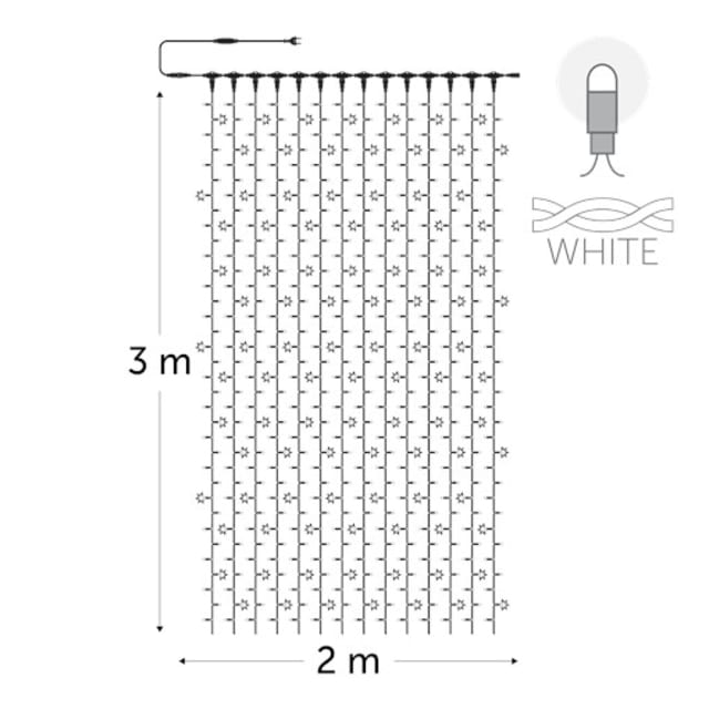 KERSTVERLICHTING Rideau lumineux blanc froid Rideau lumineux LED extérieur blanc froid 2 x 3 m 64 W avec câble suspendu