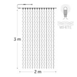 KERSTVERLICHTING - Curtainlight LED rubber 2x3m 490L cold white 64W outdr 10 conn (wh wire) - CL-LED-2X3-230V-W-W