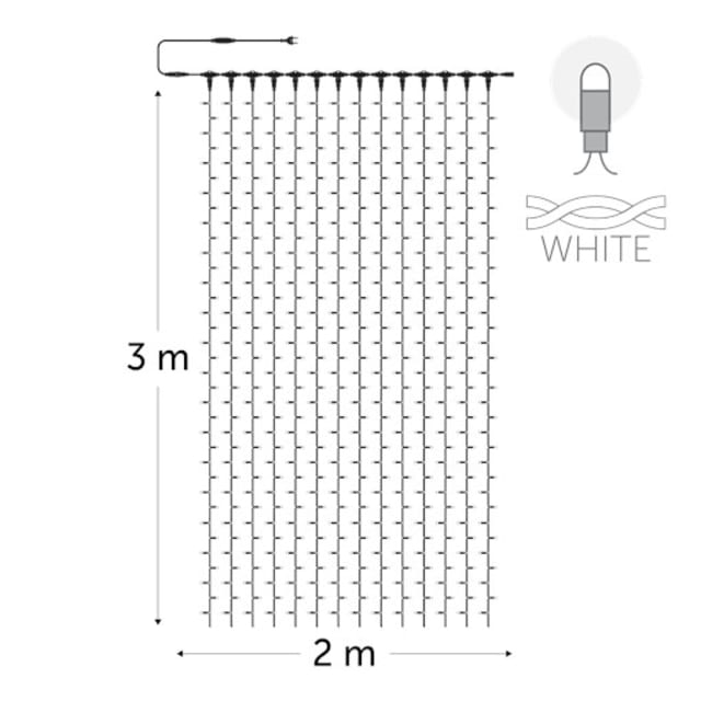 KERSTVERLICHTING - Curtainlight LED rubber 2x3m 490L cold white 64W outdr 10 conn (wh wire) - CL-LED-2X3-230V-W-W KERSTVERLICHTING - Curtainlight LED rubber 2x3m 490L cold white 64W outdr 10 conn (wh wire) - CL-LED-2X3-230V-W-W