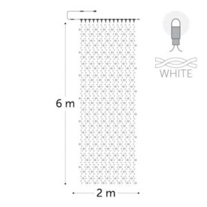 KERSTVERLICHTING - Curtainlight LED rubber 2x6m 980L (196 FL) cold white 64W outdr 8 conn (wh wire) - CL-FL-R-LED-2X6-230V-W-W
