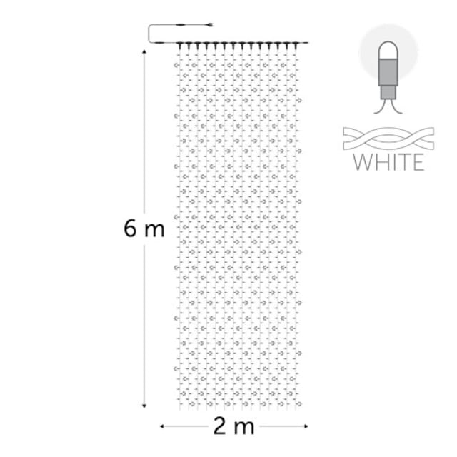 KERSTVERLICHTING Rideau lumineux blanc froid Rideau lumineux LED extérieur blanc froid 2 x 6 m 64 W