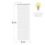 KERSTVERLICHTING - Curtainlight LED rubber 2x6m 980L (196 FL) warm white 64W outdr 8 conn (wh wire) - CL-FL-R-LED-2X6-230V-W-UW