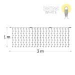 KERSTVERLICHTING - Droplight LED rubber (excl voed) 3x1m 189L warm wit draad wit 230V - DRL-RNP-LED-3X1-230V-W-UW