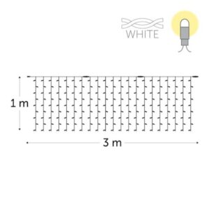 KERSTVERLICHTING - Droplight LED rubber (excl voed) 3x1m 189L warm wit draad wit 230V - DRL-RNP-LED-3X1-230V-W-UW