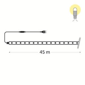 Guirlande lumineuse extérieure Duralight 45 m câble noir avec ampoules clear alignées