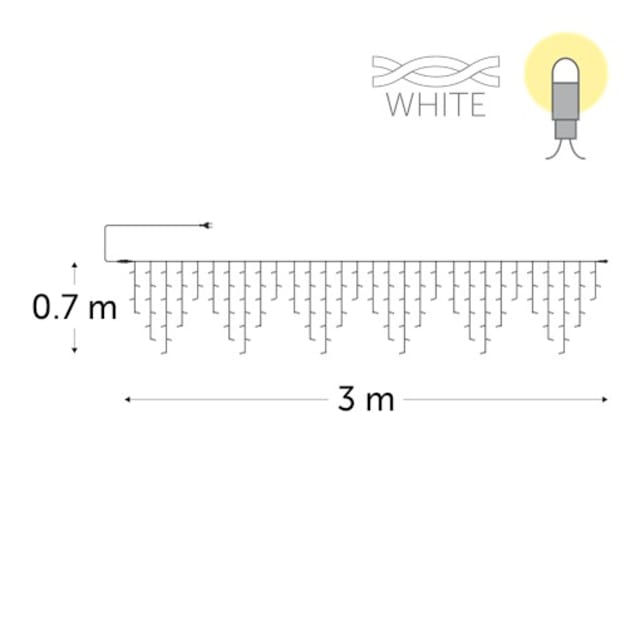 KERSTVERLICHTING Guirlande stalactite LED Guirlande stalactite LED blanc chaud 3 x 0,7 m pour extérieur